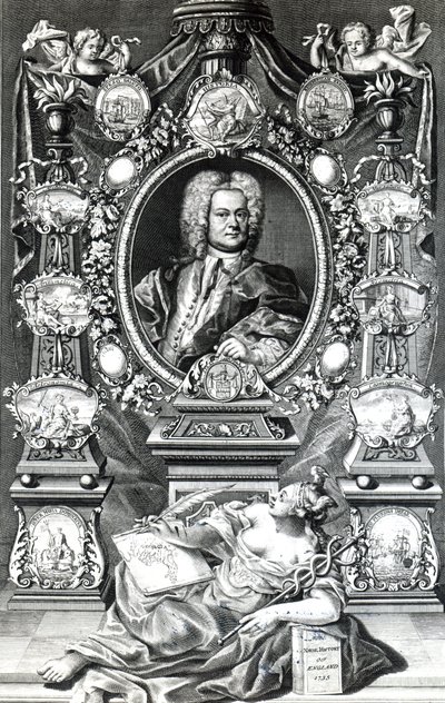 Frontispiz zur Naval History of England von Thomas Lediard, veröffentlicht 1735 von English School