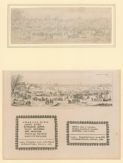 Frostmesse auf der Themse, gedrucktes Souvenir für König Karl II. und Familie, 1684 von English School