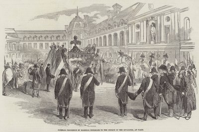 Begräbnisprozession von Marschall Exelmans zur Kirche der Invaliden in Paris (Gravur) von English School
