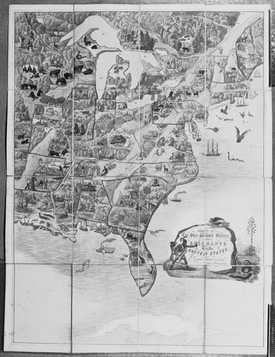 Spiel des Sternenbanners oder Auswanderer in die Vereinigten Staaten, um 1840 von English School