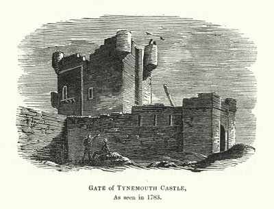 Tor von Tynemouth Castle, wie es 1783 zu sehen war (Stich) von English School