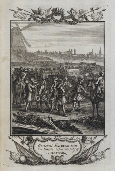 General Fairfax mit seinen Truppen vor der Stadt Oxford (Gravur) von English School