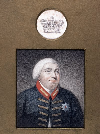 George III. (1738-1820) in Windsor-Uniform, ca. 1790 (farbige Punktstichgravur) von English School