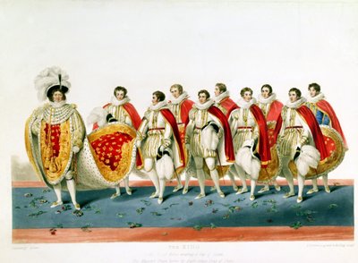 George IV. in Krönungsroben mit einem Staatskap, graviert von E. Scrivenor, nach einer Platte von Sir George Naylor von English School