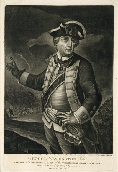 George Washington, Esqr., General und Oberbefehlshaber der Kontinentalarmee in Amerika von English School