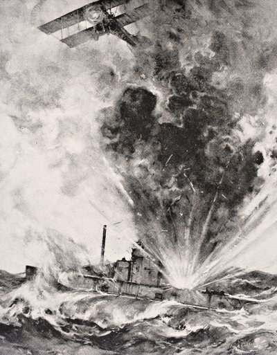 Deutsches U-Boot bombardiert und versenkt am 26. August 1915, aus 