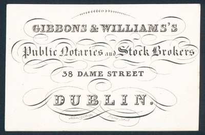 Gibsons & Williams, öffentliche Notare und Börsenmakler, Visitenkarte von English School