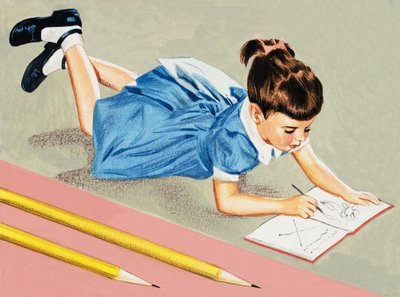 Mädchen beim Zeichnen von English School