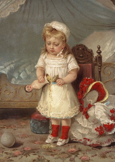 Mädchen mit kaputter Puppe von English School
