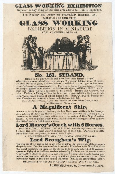 Glasbläserausstellung, 161 Strand, Juli 1834 von English School