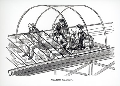 Verglasungswagen, verwendet im Crystal Palace von Paxton, 1850 von English School