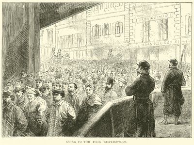 Auf dem Weg zur Essensverteilung, März 1871 von English School