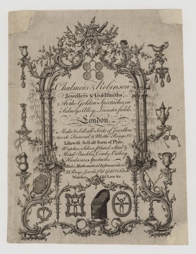 Goldschmiede und Silberschmiede, Chalmers und Robinson, Visitenkarte von English School