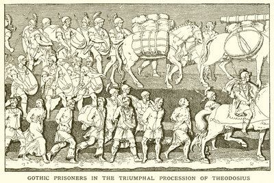 Gotische Gefangene im Triumphzug des Theodosius von English School