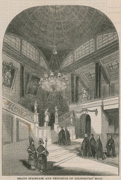 Große Treppe und Vorhalle der Goldsmiths Hall von English School