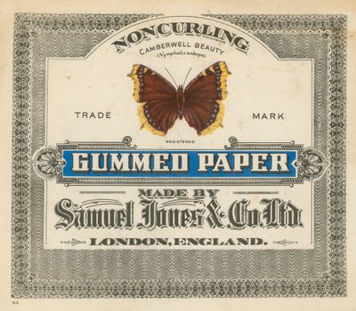 Gummiertes Papier, hergestellt von Samuel Jones & Co Ltd, London von English School
