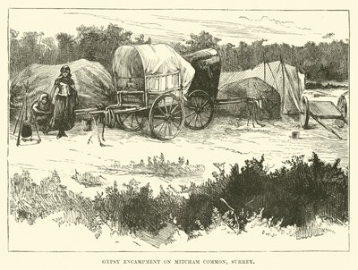 Zigeunerlager auf Mitcham Common, Surrey von English School