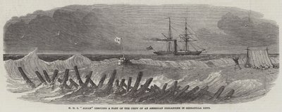 HMS "Alban" rettet einen Teil der Besatzung einer amerikanischen Brigantine in den Serranilla Keys von English School