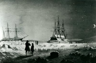 HMS Assistance und Pioneer in Winterquartieren bei der Rückkehr des Tageslichts von English School