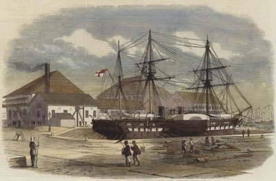 HMS Leopard im Dock in Shanghai von English School
