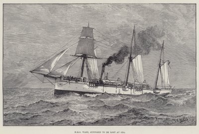 HMS Wasp, vermutlich auf See verloren (Gravur) von English School