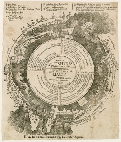 H. A. Barkers Ansicht von Flushing während der Belagerung von Malta, 1810, Panorama, Leicester Square, London von English School