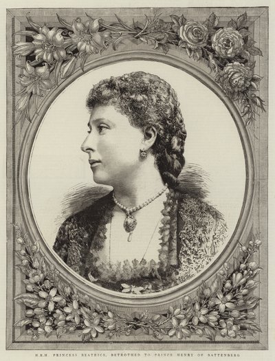 Ihre Königliche Hoheit Prinzessin Beatrice, verlobt mit Prinz Henry von Battenberg (Gravur) von English School