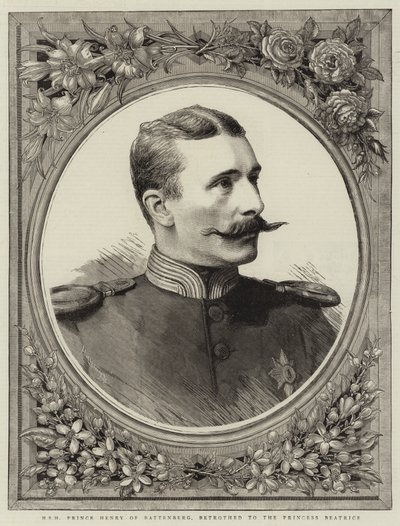 Seine Hoheit Prinz Henry von Battenberg, verlobt mit Prinzessin Beatrice (Gravur) von English School
