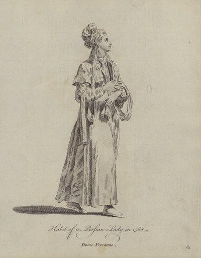 Kostüm einer persischen Dame im Jahr 1568 (Stich) von English School