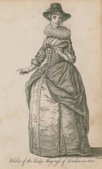 Kleidung der Lady Mayoress von London im Jahr 1640 von English School