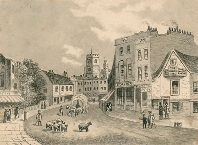 Hackney, Blick zur Kirche, 1840 von English School