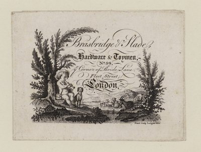 Eisenwaren- und Spielzeughändler, Brasbridge und Slade, Visitenkarte von English School