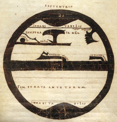 Diagrammatische Zonen-Weltkarte, ca. 1050 von English School