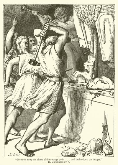 Er entfernte die Altäre der fremden Götter und zerbrach die Bilder (II, Chroniken, xiv, 3) von English School