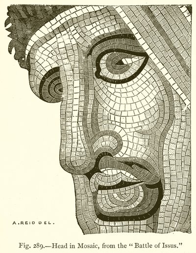 Kopf in Mosaik, aus der Schlacht bei Issus von English School