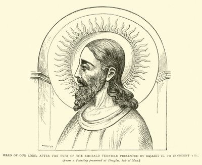 Kopf unseres Herrn, nach dem Typus des Smaragd-Vernikels, präsentiert von Bajazet II. an Innozenz VIII. von English School