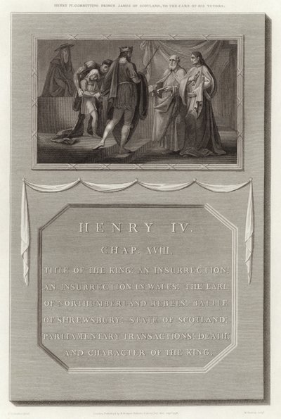 Heinrich IV übergibt Prinz James von Schottland in die Obhut seiner Lehrer von English School