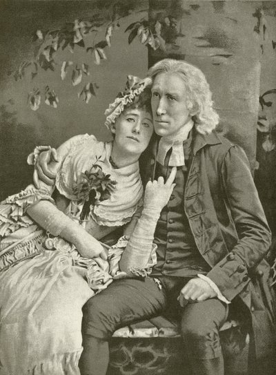 Henry Irving als Der Vikar und Ellen Terry als Olivia (Gravur) von English School