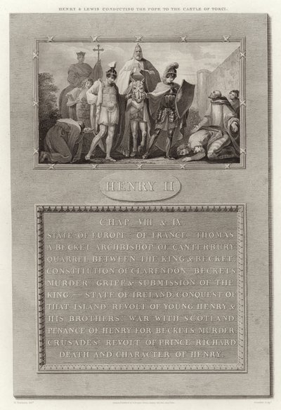 Heinrich und Ludwig führen den Papst zur Burg von Torci von English School