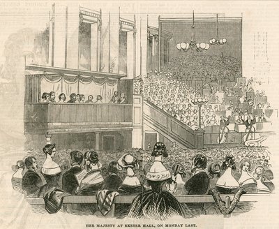 Ihre Majestät Königin Victoria in Exeter Hall, Strand, London von English School