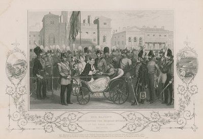 Ihre Majestät verteilte die Krim-Medaillen bei den Horse Guards, 18. Mai 1856 von English School