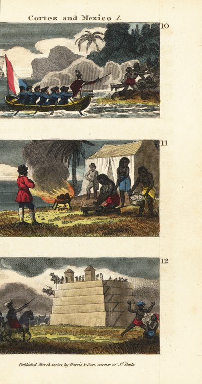 Hernan Cortez landet in Tabasco, Mexiko, wird von den Mayas mit 20 Frauen, darunter Marina, beschenkt und zerstört einen Maya-Tempel und Götzenbilder von English School