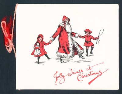 Händchenhalten mit dem Weihnachtsmann, Weihnachtskarte von English School