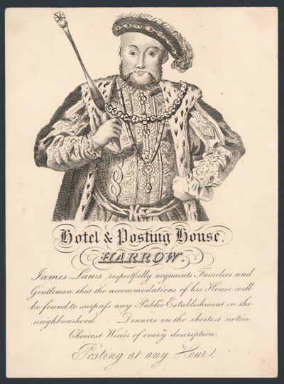 Hotel und Posthaus, Harrow, Visitenkarte von English School