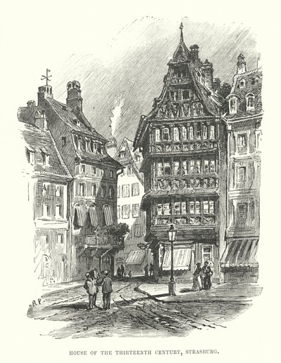Haus des dreizehnten Jahrhunderts, Straßburg (Gravur) von English School