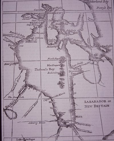 Hudson Bay Company, Karte der Hudson Bay veröffentlicht 1744 von English School