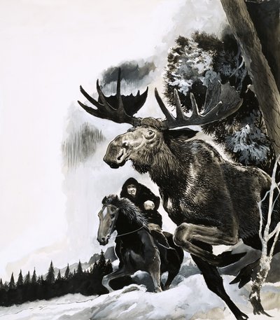 Jagd auf einen Elchbullen von English School