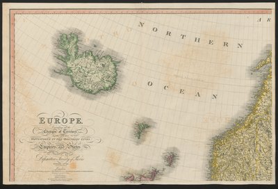 Island und Norwegen, aus Europa, beschreibt alle Änderungen des Territoriums, zusammen mit ihren Abweichungen in den Grenzlinien seiner verschiedenen Reiche und Staaten, vereinbart und bestätigt durch den definitiven Vertrag von Paris, 20. Nov. 1815, veröf von English School
