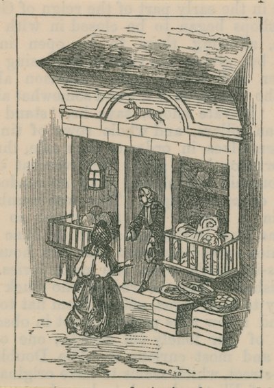 Illustration eines Mannes, der aus einem Laden tritt von English School