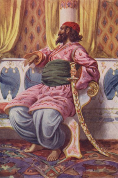 Illustration für Ali Baba und die vierzig Räuber (Farblithographie) von English School